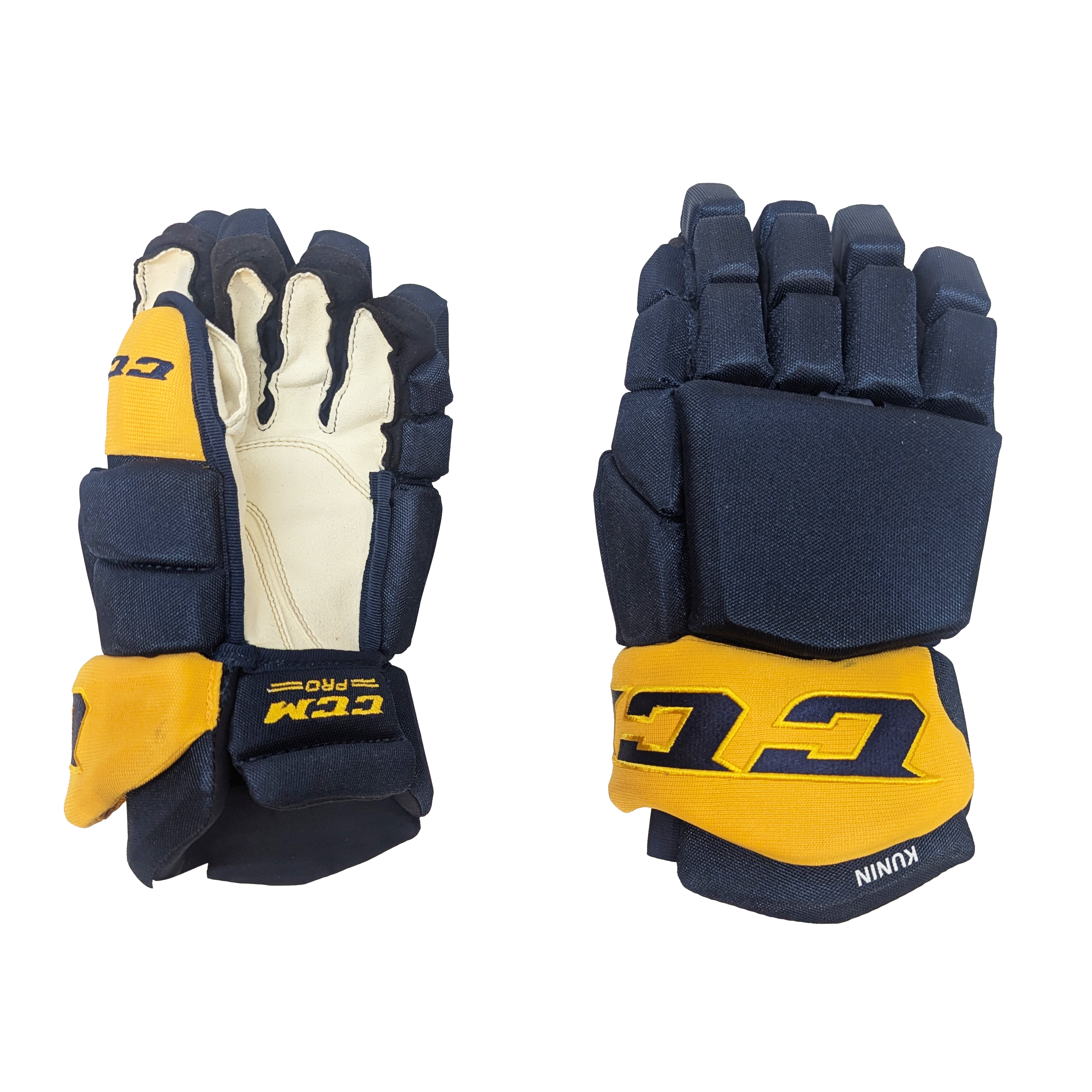 CCM HGTKPP - NHL Pro Stock Glove - Luke Kunin (Navy/Yellow)